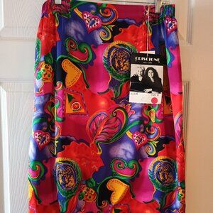 NWT Vintage Criscione New York 100% Silk Printed Skirt Size XL